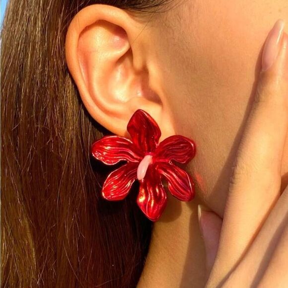 Boho red flower M471 - Picture 1 of 4
